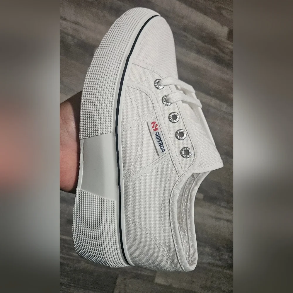 🩷💙Superga  2287 Bubble Line White-Black Size 6‎ Women 4.5 Men❤️💙